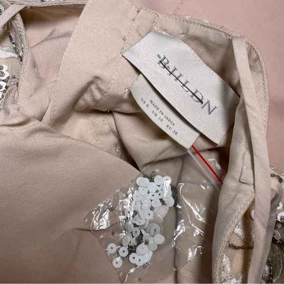 BHLDN By Anthropologie Elowen Floral Beaded Blush Gown Size 6 - Picture 12 of 13